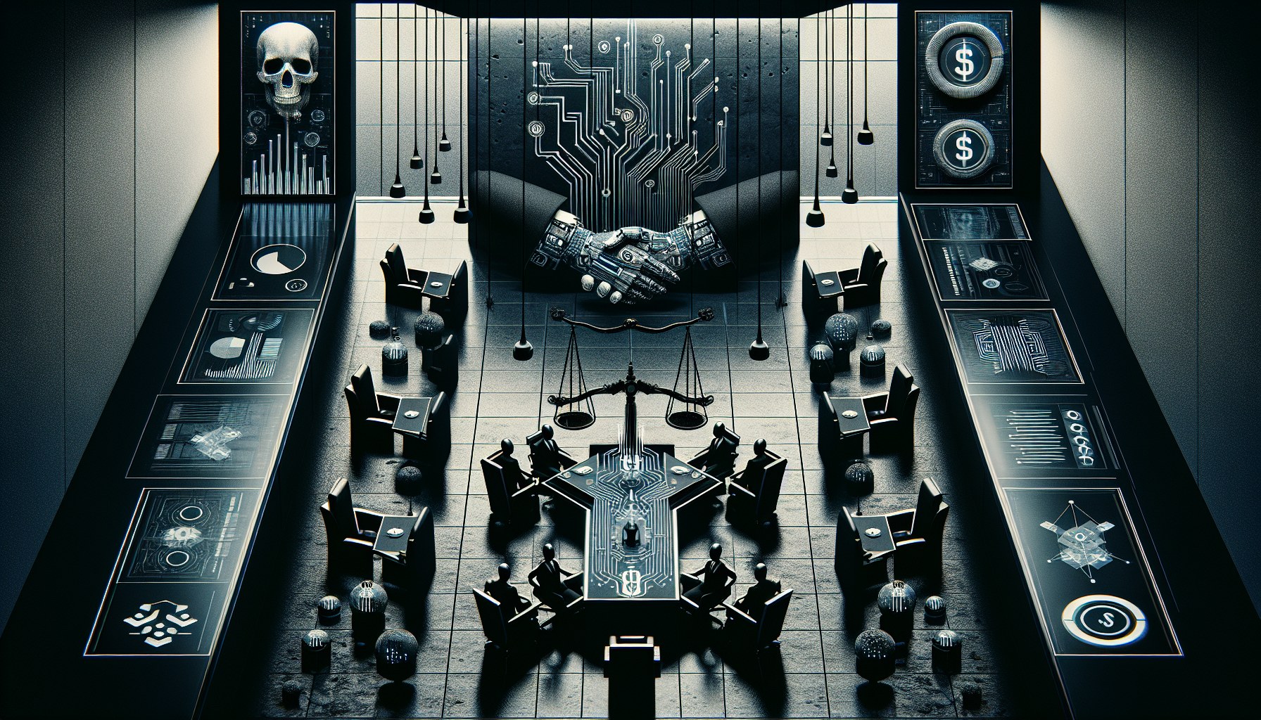 Visually depict the concept of artificial intelligence automating metamaterial design. The style should be inspired by c