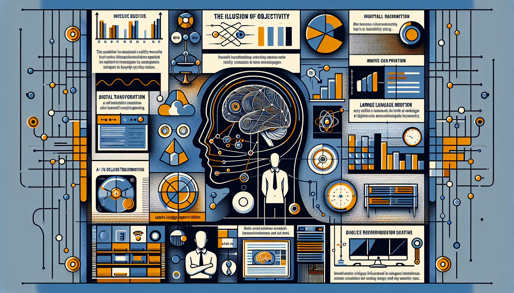 Influence your creativity to conjure an editorial infographic design based on the subject of 'The Illusion of Objectivit