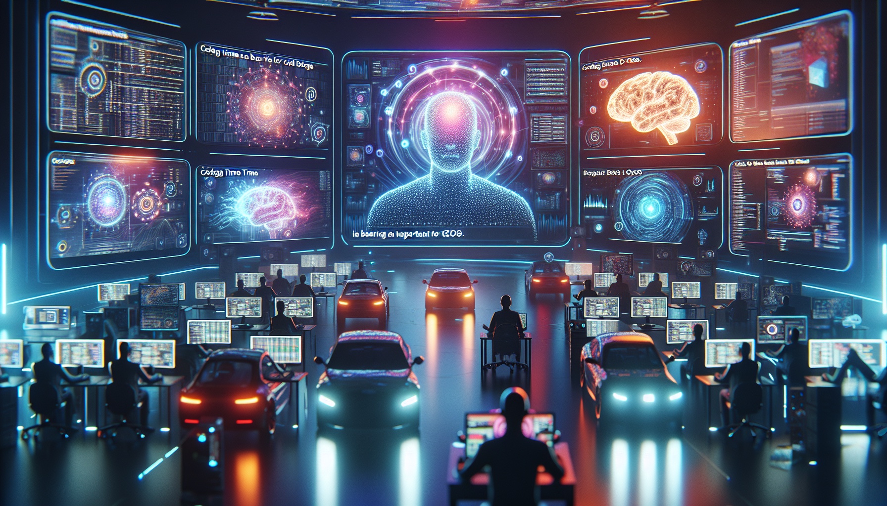 Cinematic and photorealistic image in a 16:9 composition, capturing the imbalance between coding time and data time in a