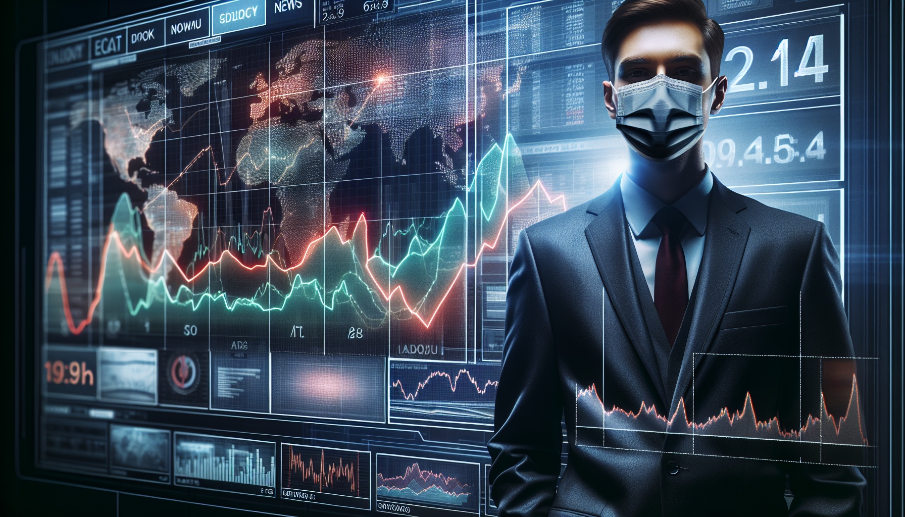 A detailed photorealistic image reminiscent of editorial news photography. The scene is set in a professional business c