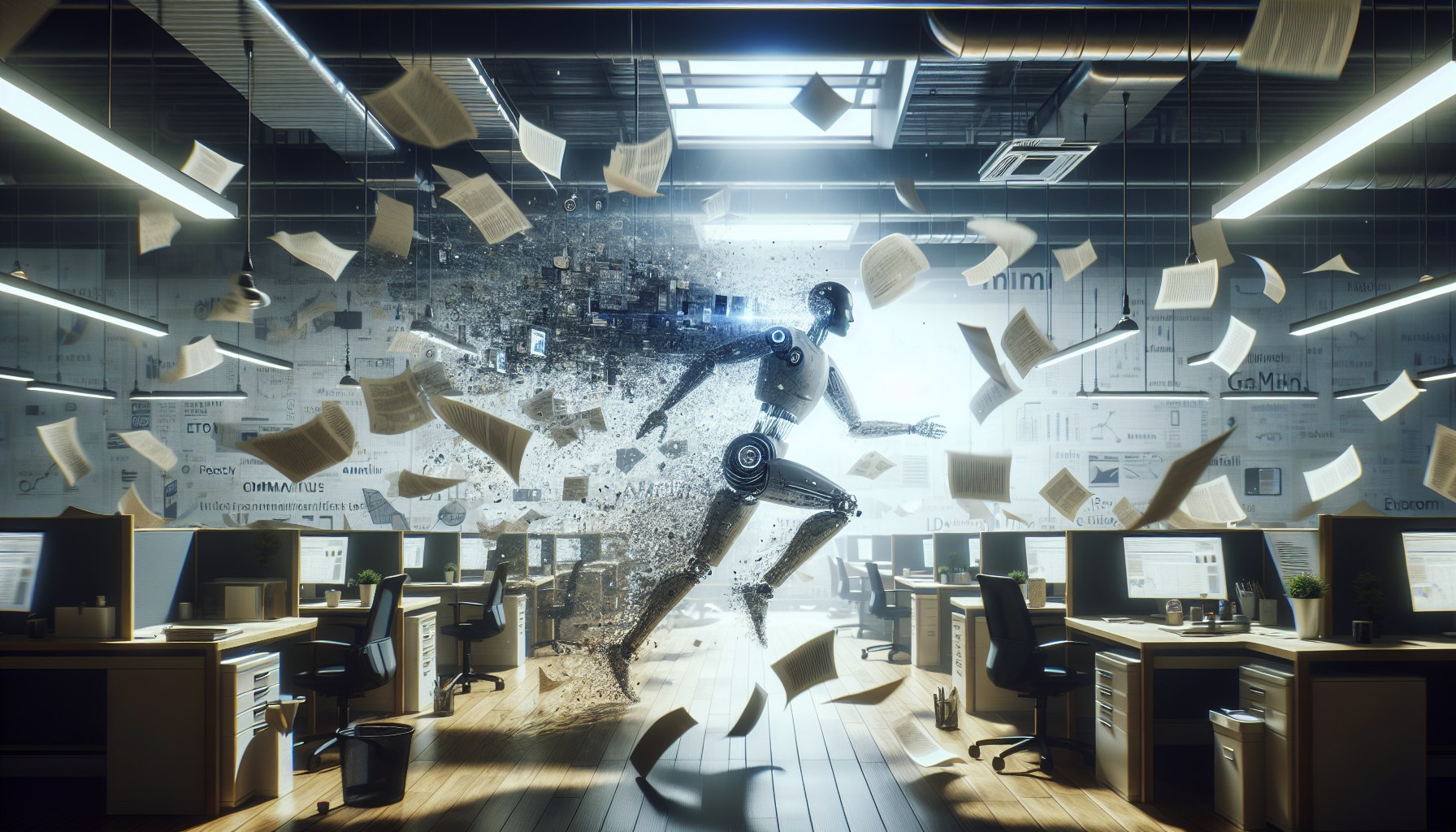 Create a photorealistic and professional image in the style of editorial news photography. The scene is a wide, cinemati