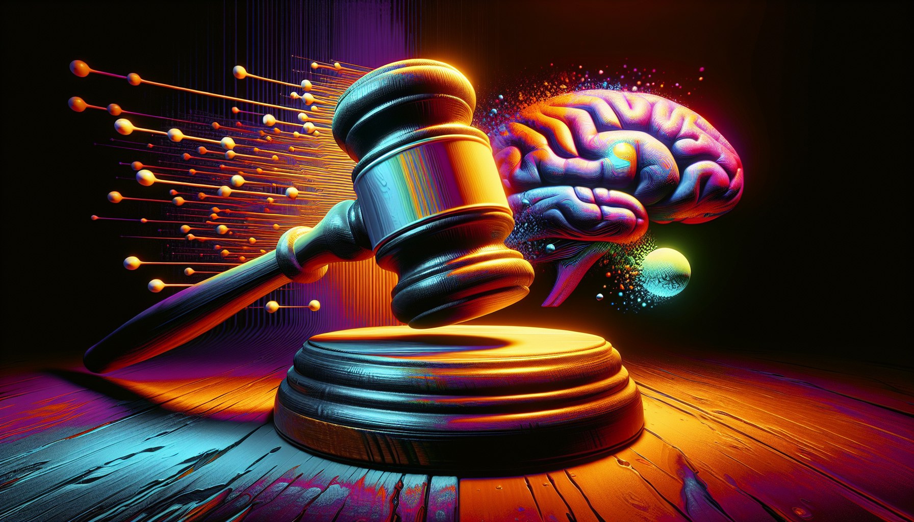 Visualize an extreme macro image showcasing an object related to the concept of justice, possibly symbolic of 'a gavel',