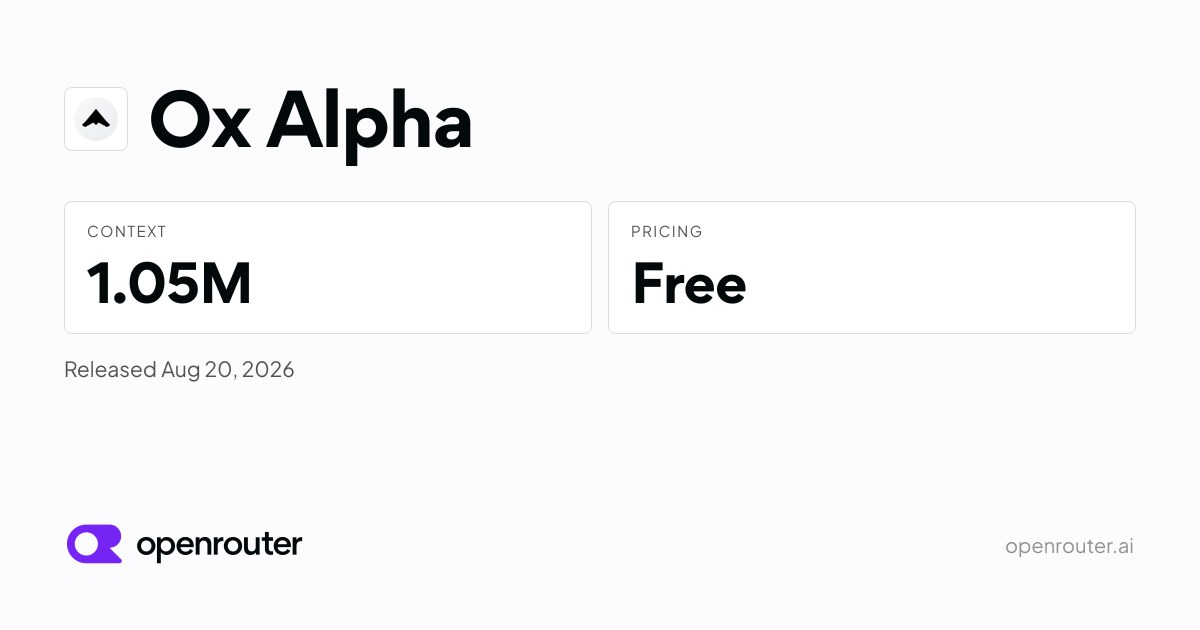 1 миллион токенов контекста бесплатно от анонимной модели Ox Alpha на OpenRouter