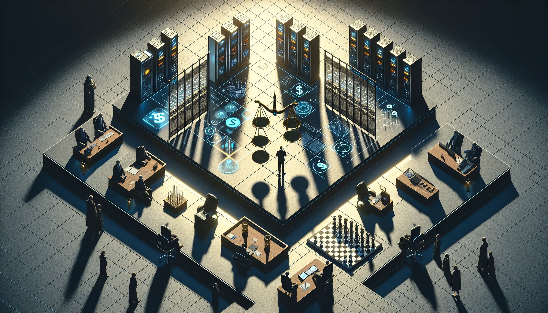 Generate a visually striking editorial illustration that encapsulates the control of AI and aligns LLM for business cont