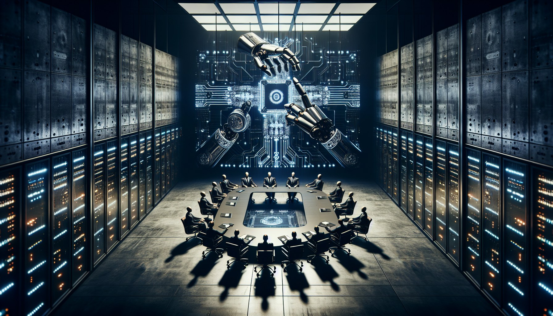 A creative interpretation of artificial intelligence in a corporate setting told through visual metaphor. Visualize unex